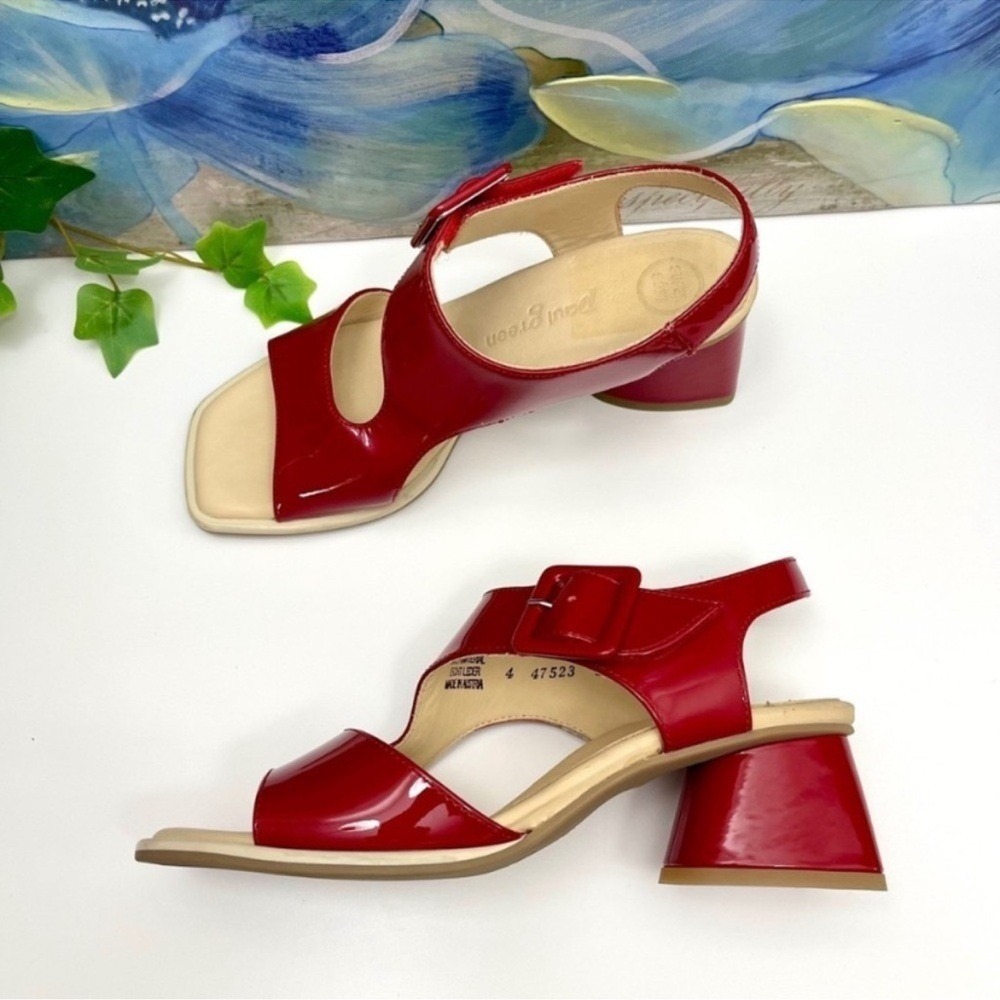 New Paul Green Patent Tanya Slingback Sandal in Red Patent Size 4 / US 6.5 - Picture 5 of 11